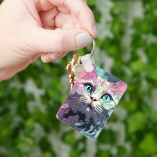 Porte-clés Chaton aux Yeux Bleus Mystiques Chat Mignon