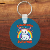 Porte-clés Chaton Blanc Survivant de Chlamydia Drôle et Sarca (Recto)