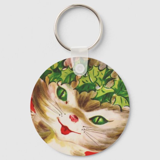 Porte-clés chaton de Noël vintage (Recto)
