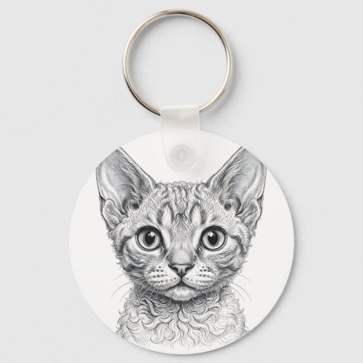 Porte-clés chaton Devon Rex (Recto)