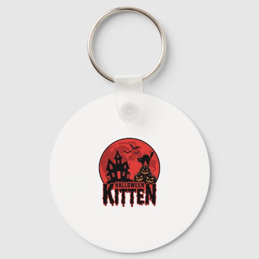 Porte-clés Chaton d'Halloween Maison Hantée Chat Graphique_1 (Recto)