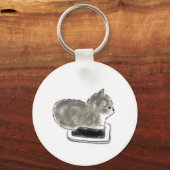Porte-clés Chaton Gris Sur Smartphone Dessin Au Crayon (Recto)