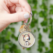 Porte-clés Chaton Kawaii avec écouteurs berçants (main)