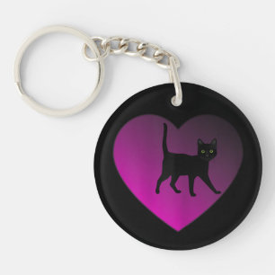 Porte-clés Chaton Noir Dans Votre Coeur, Chat Noir