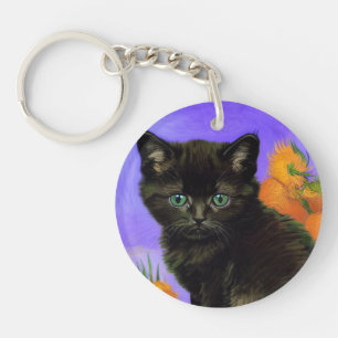 Porte-clés Chaton noir de Van Gogh avec tournesols