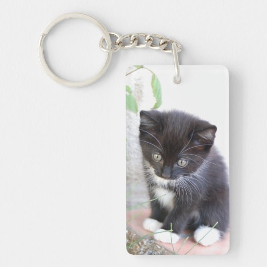 Porte-clés Chaton noir et blanc (Devant)