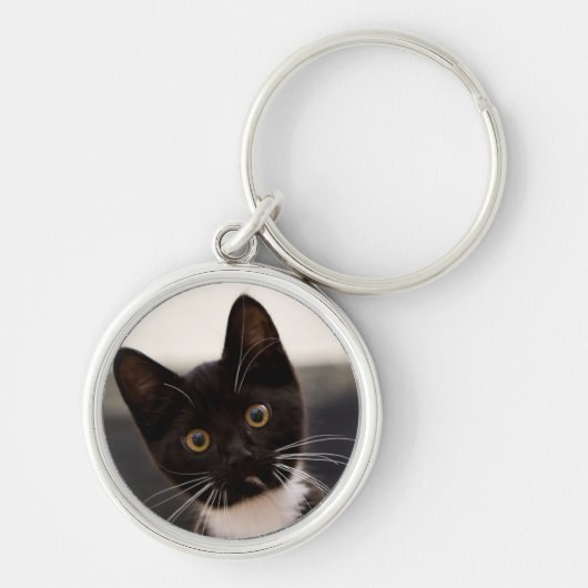 Porte-clés Chaton noir et blanc mignon de smoking (Devant)