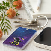 Porte-clés Chaton Noir Sorcier sous les Étoiles (Devant droit)