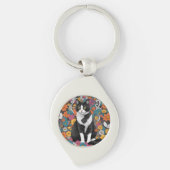 Porte-clés Chaton parmi les fleurs (Devant)