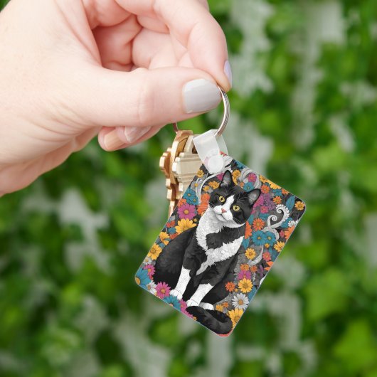 Porte-clés Chaton parmi les fleurs (main)