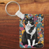Porte-clés Chaton parmi les fleurs (Recto)
