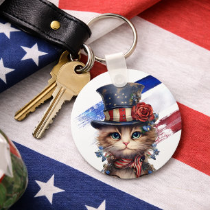 Porte-clés Chaton Patriotique Vintage