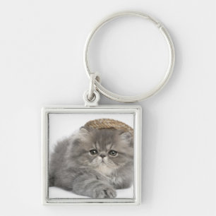 Porte-clés Chaton persan (2 mois) portant une paille