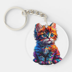 Porte-clés Chaton vibrant et artistique