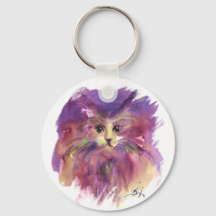 PORTE-CLÉS CHATON VIOLET, PORTRAIT DE CHAT