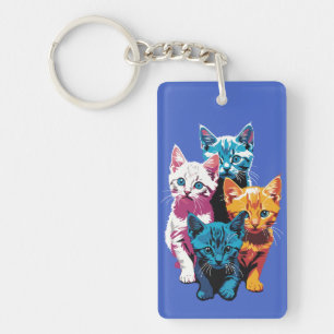 Porte-clés Chatons pleins de vie dans le style Pop Art