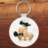 Porte-clés Chatons vintages dans le panier (Recto)