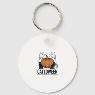 Porte-clés Chatoween Chat Noir Fantôme Halloween Conception V