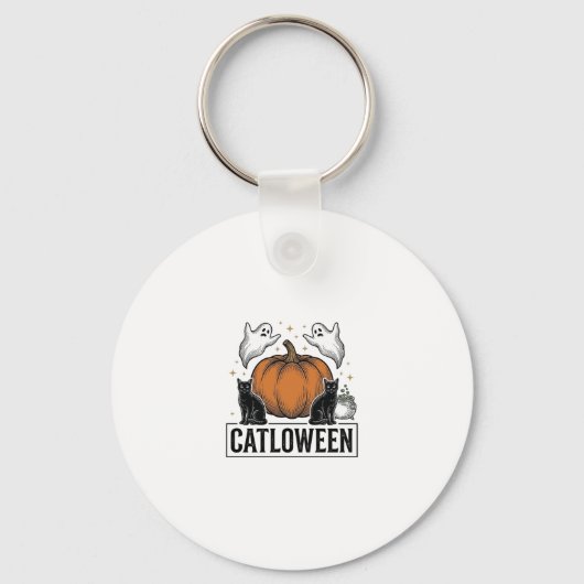 Porte-clés Chatoween Chat Noir Fantôme Halloween Conception V (Recto)