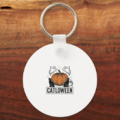 Porte-clés Chatoween Chat Noir Fantôme Halloween Conception V (Recto)