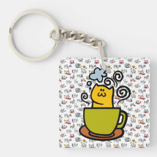 Porte-clés Chats amusants, lait et magie.