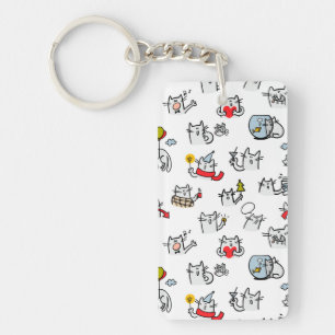 Porte-clés Chats amusants, lait et magie.