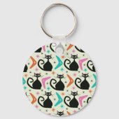 Porte-clés Chats atomiques noirs du milieu du siècle avec Boo (Verso)