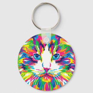 Porte-clés Chats colorés Art esthétique Chat Pictures Chat Ar