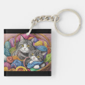 Porte-clés Chats dans un panier (Dos)