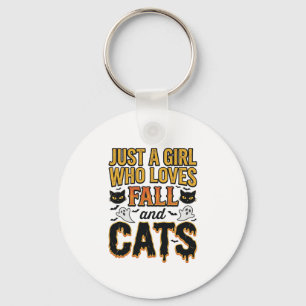 Porte-clés Chats d'automne Halloween Fille Graphisme Vintage_