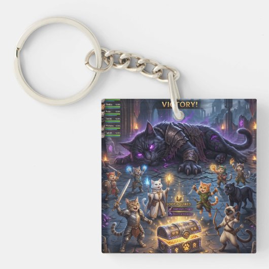Porte-clés Chats de combat de boss de jeu vidéo Guild Downs B (Devant)