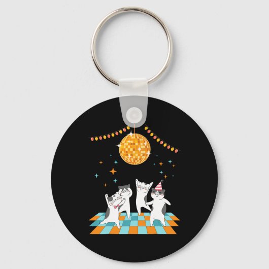 Porte-clés Chats De Fête Dansant Sous Disco Ball (Recto)