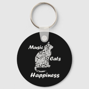 Porte-clés Chats de musique Bonheur - Citation d'amoureux de