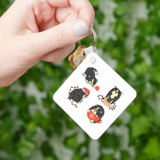 Porte-clés Chats de Noël mignons et amusants (main)