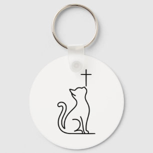 Porte-clés Chats domestiques aiment Jésus Sauveur heureux
