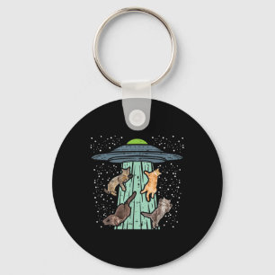 Porte-clés Chats Enlevés Par Ufo Amusant Alien Space Lover Ho