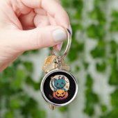 Porte-clés Chats et Citrouilles pour un Halloween heureux ! (main)