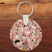 Porte-clés chats japonais Ukiyo-e Funny kitty (Recto)
