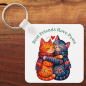 Porte-clés Chats mignons portant des écharpes Amis douillets (Recto)