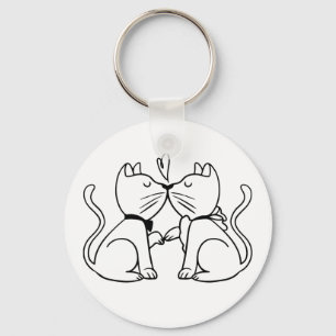 Porte-clés Chats mignons s'embrassant chaton chat maman noir 
