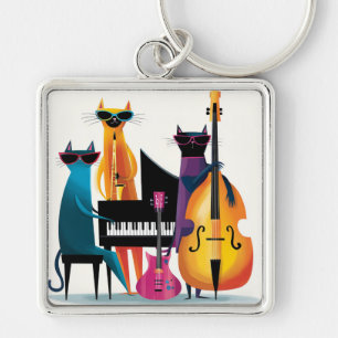 Porte-clés Chats musiciens de Jazz Cool Band