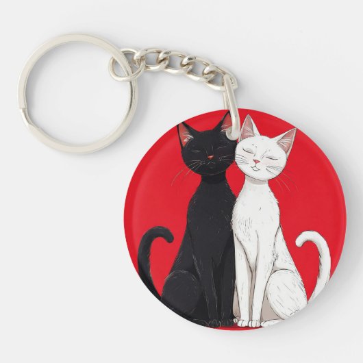 Porte-clés Chats noirs et blancs (Devant)
