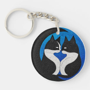 Porte-clés Chats noirs et blancs