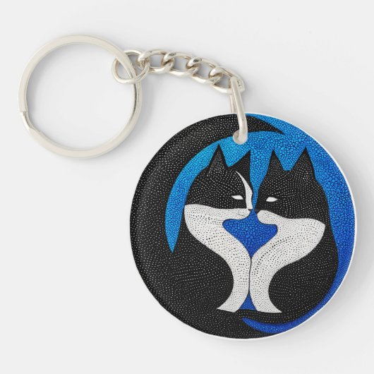 Porte-clés Chats noirs et blancs (Devant)