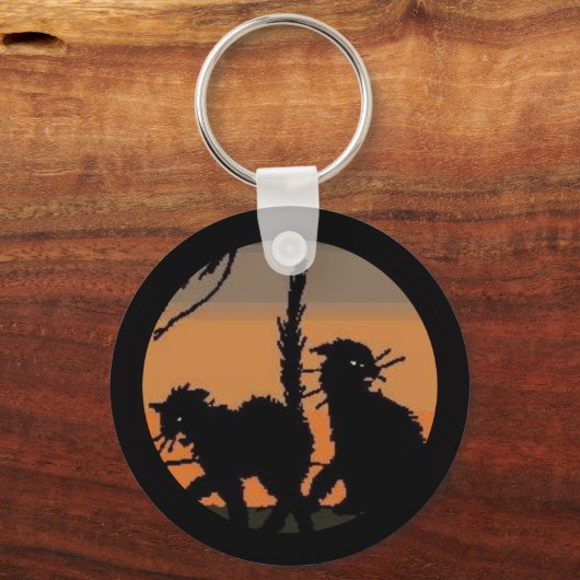 Porte-clés Chats noirs Halloween - (Recto)