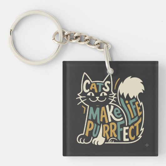 Porte-clés Chats Rendent La Vie Parfaite Design (Devant)