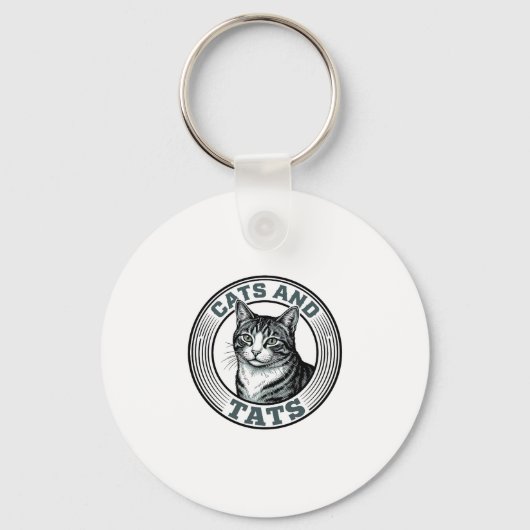 Porte-clés Chats Rétro et Tatouages Gravure Design de Chat_1 (Recto)