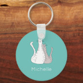 Porte-clés Chats tendance Monogram Kitties Turquoise Vert (Recto)