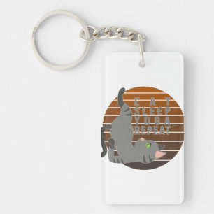 Porte-clés Chatte drôle faisant du yoga.