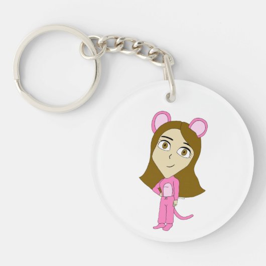 Porte-clés chatte rose (Devant)